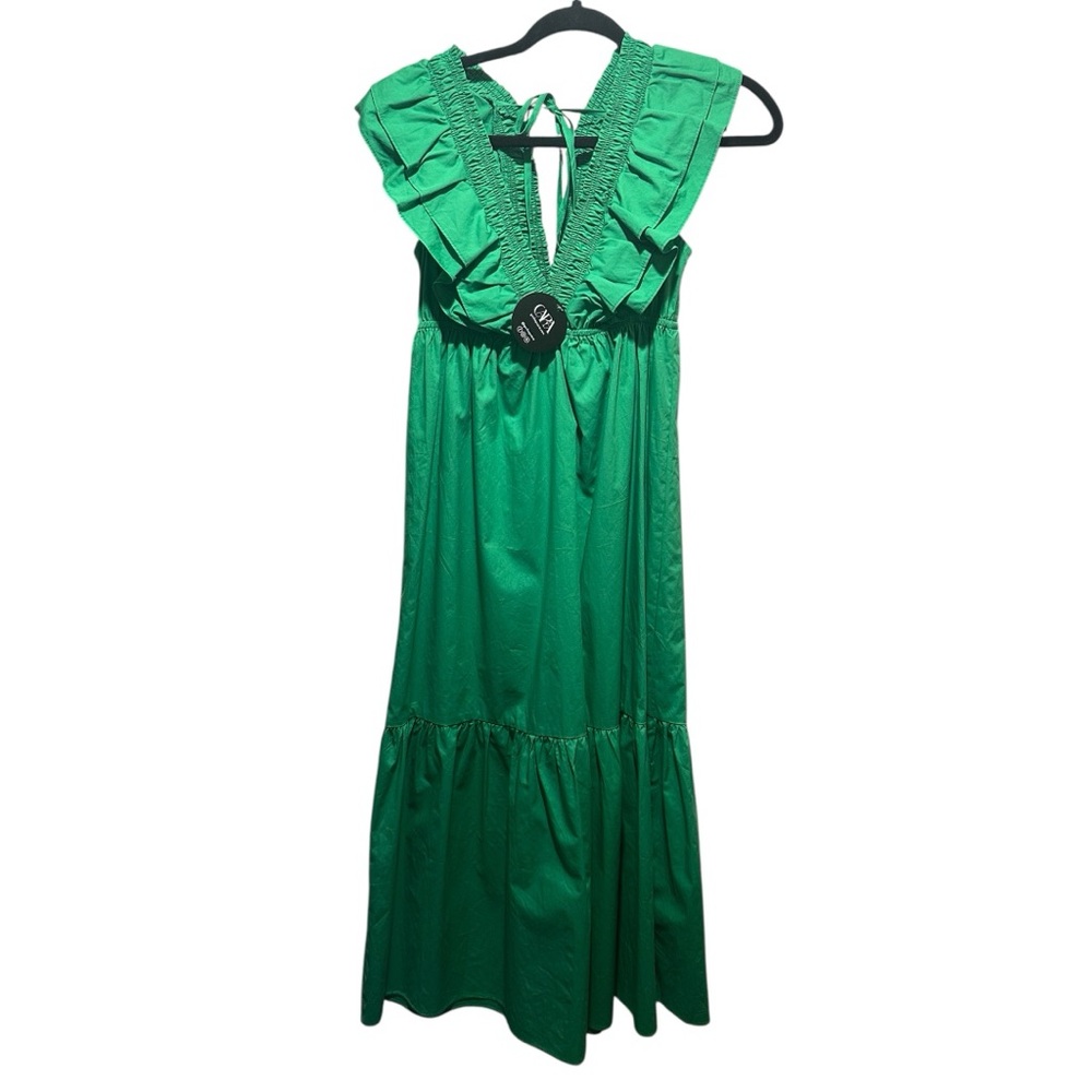 Aiblee Green Ruffled Cotton Maxi Dress NWT Size S